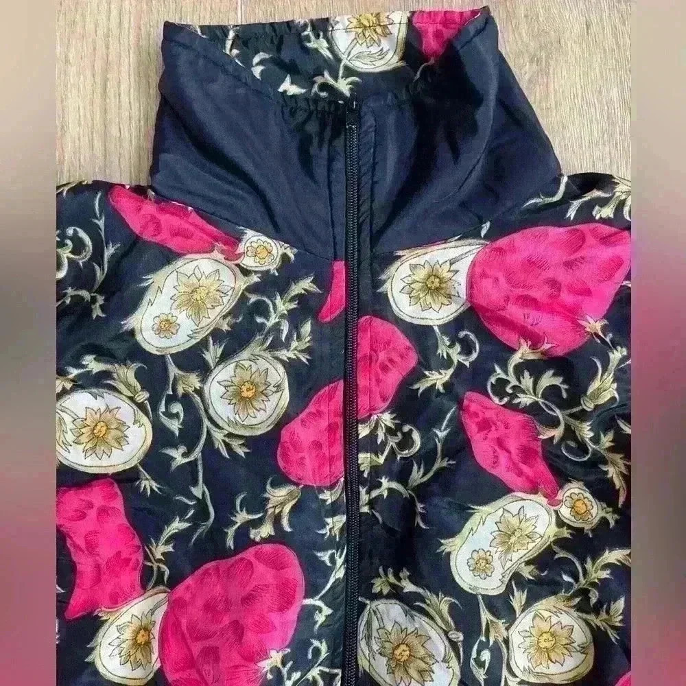 Vintage 80s 90s Mira Max Floral Women’s Windbreaker Jacket Full Zip Size M/L - Picture 5 of 11